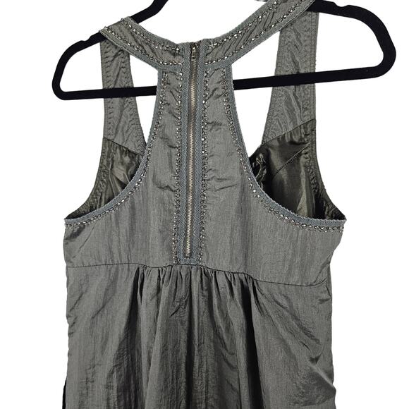 TCEC Womens Dress Size Large Pewter/Gray/Green Shimmery Beading Racer Back - Picture 5 of 9